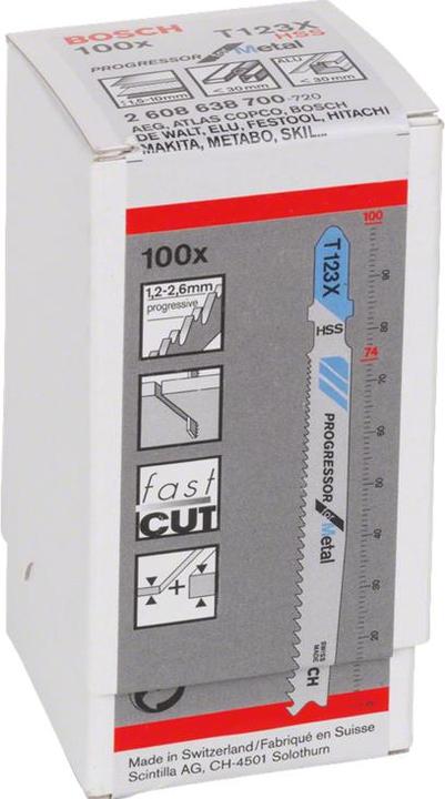 Actual product image Bosch Professional Zubehör PRO Metal thick and thin T123XF jigsaw blade, 100 mm, 100 pcs.
