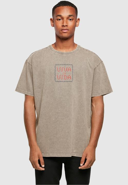 Actual product image Merchcode Frida Kahlo - Pixels viva la vida Acid Washed Heavy Oversize Tee - 118139 (S)
