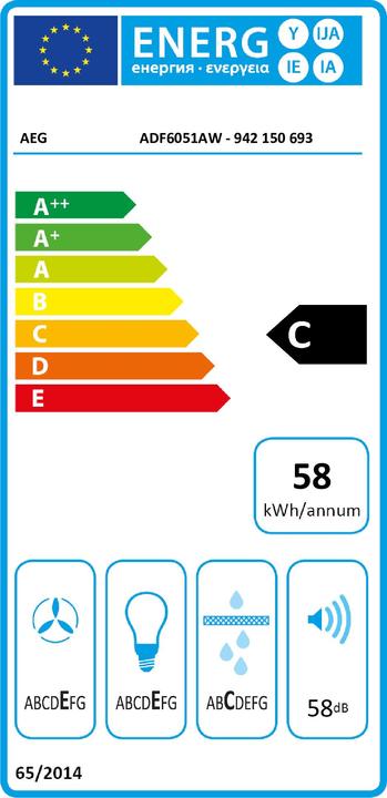 Energie-Label AEG Adf6051aw (Flachschirmhaube)