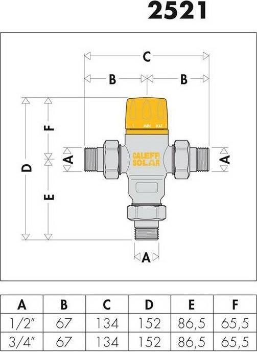 Produktbild Caleffi Solar-Thermomischer f Eingangstemperaturen b 100 GradC 3/4Zo