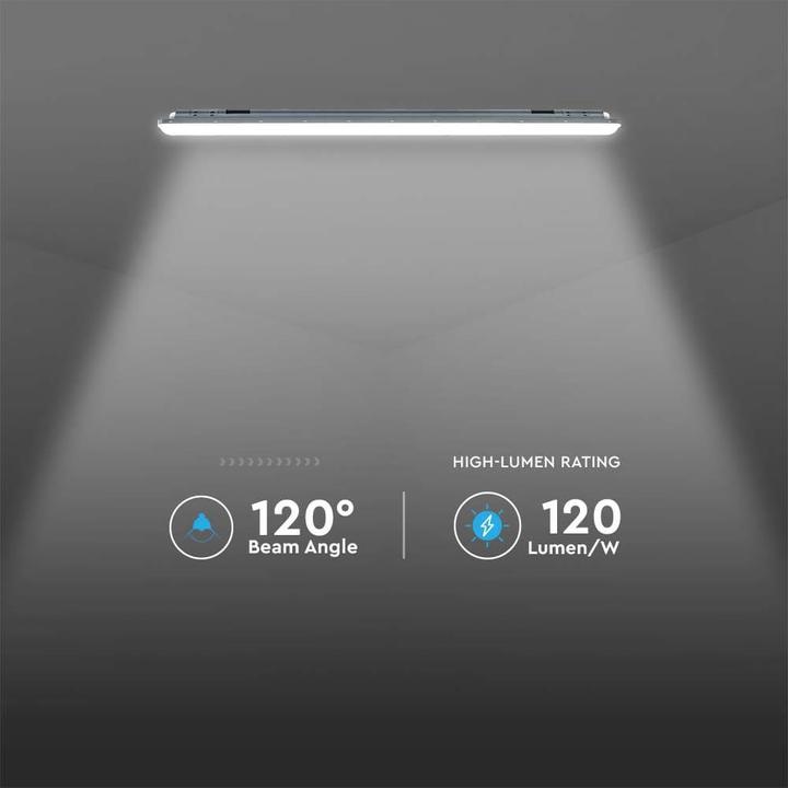 Actual product image V-TAC LED moisture-proof light VT-1253S, EEK: E, 36 W, 4320 lm, 4000 K, 1200 mm, with sensor (4320 lm)