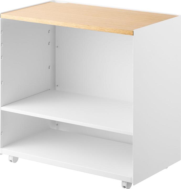 Actual product image Yamazaki Semi-enclosed storage trolley with wooden shelf TOWER (14.32 l)