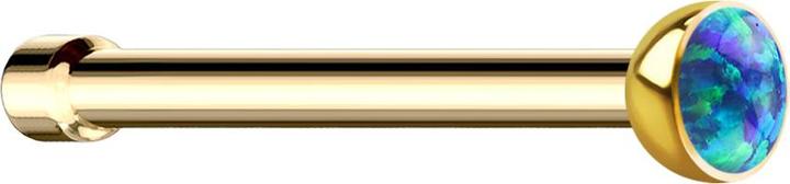 Star Piercing Nasenstecker gerade vergoldet mit Opal blau (ohne Messing, Chirurgenstahl 316L)