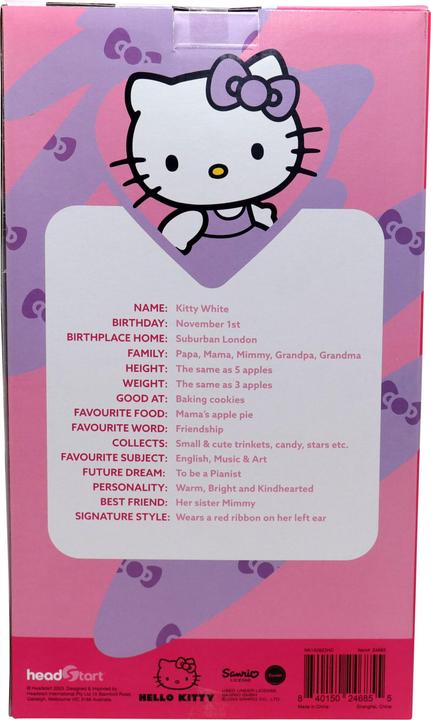 Immagine prodotto Giochi Preziosi Hello Kitty Giocattolo di peluche morbido alto 30 cm con vestito alla moda, vestito di raso viola e (30 cm)