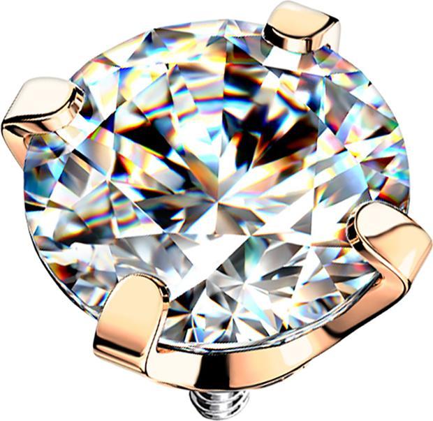 Star Piercing Dermal Anchor rosegold Kristall silber gefasst (Chirurgenstahl 316L)