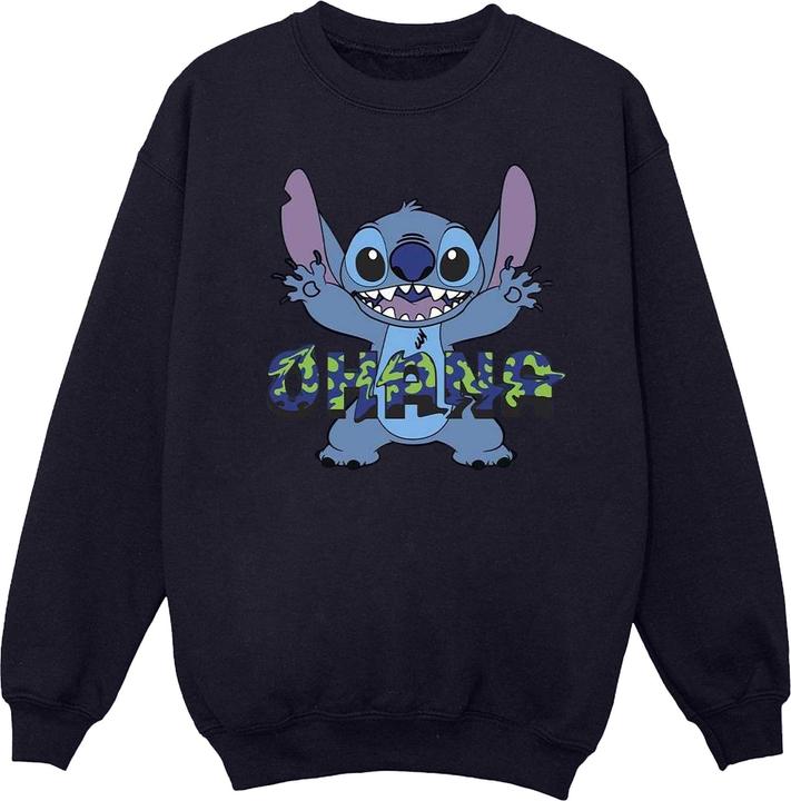 Disney Lilo And Stitch Ohana Blue Glitch Sweatshirt Jungen