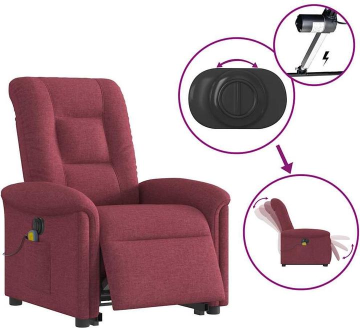 Produktbild VidaXL Elektrischer Massagesessel mit Aufstehhilfe Weinrot Stoff