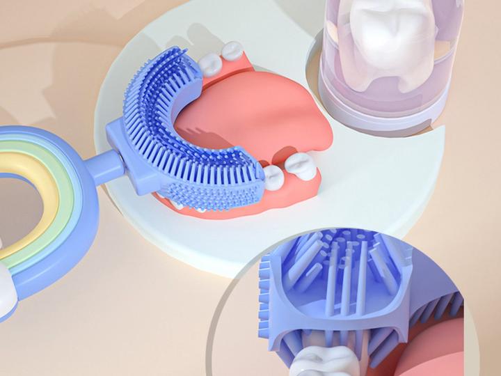 Immagine prodotto VR Shinecon Spazzolino per bambini a forma di U, modello Rainbow Multicolore