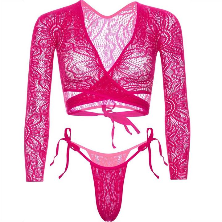 Produktbild Leg Avenue Wraparound Crop Top en String Roze (One Size)