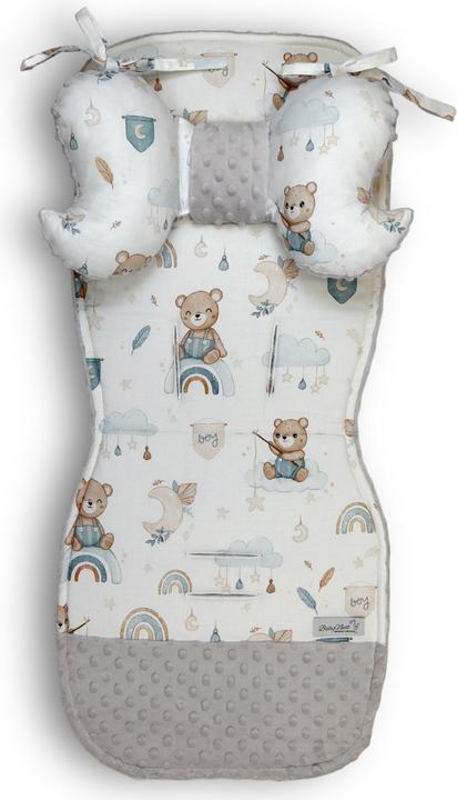 Produktbild Baby-Nest Kinderwagen Sitzauflage & Anti-Schock Kissen |Premium Baumwolle & Minky-Stoff |Teddy Bear
