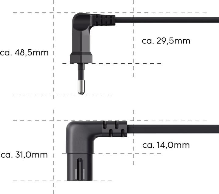 Actual product image Hama Power cable, angled at both ends, Euro plug, double groove/C7, 5 m, black (5 m)