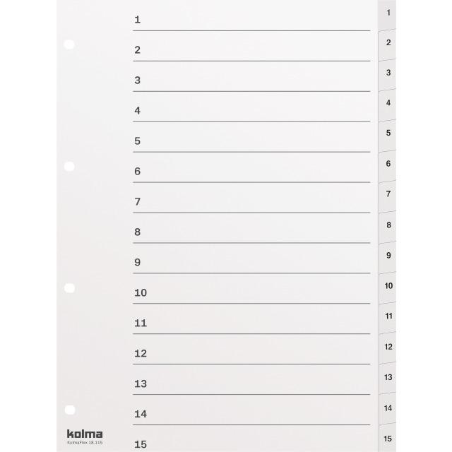 Immagine prodotto Kolma Indice A4 forte 1-15 15 pezzi bianco
