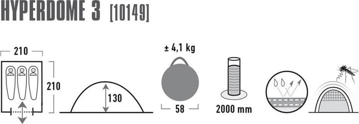 Image du produit High Peak Hyperdome 3 (Tente instantanée, 4.10 kg, 3 personnes)