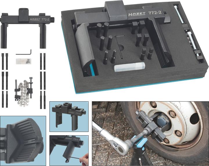 Produktbild HAZET Universal Achs- und Nutmuttern-Schlüsseleinheit Werkzeug Satz 772-2/16 ∙ Vierkant20 mm (3/4 Z…