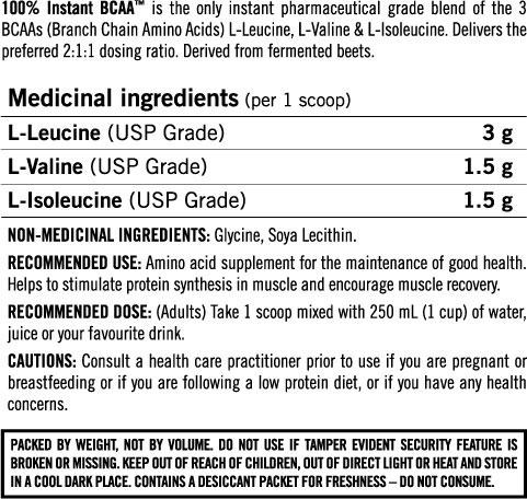 Nutritional values and ingredients Essentials PVL BCAA Powder (300g can) (Neutral, 1 pcs., 315 g)