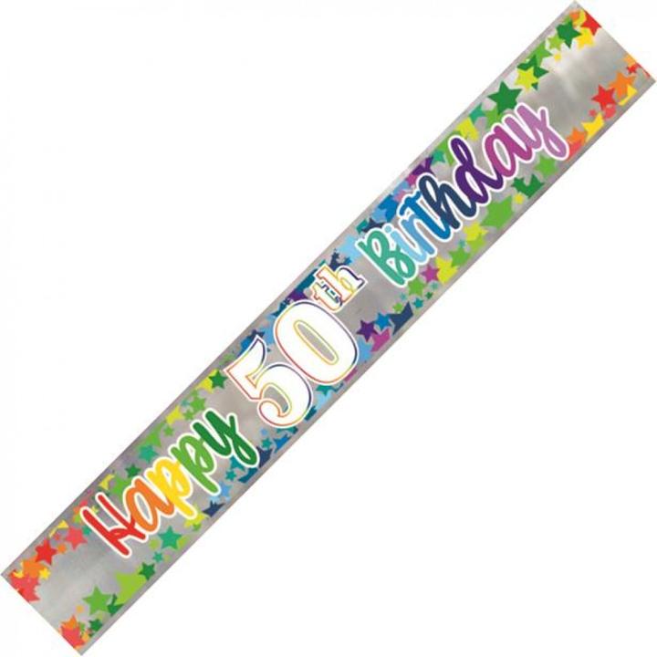 Produktbild Unique Party Folie Regenbogen Sterne 50. Geburtstag Banner