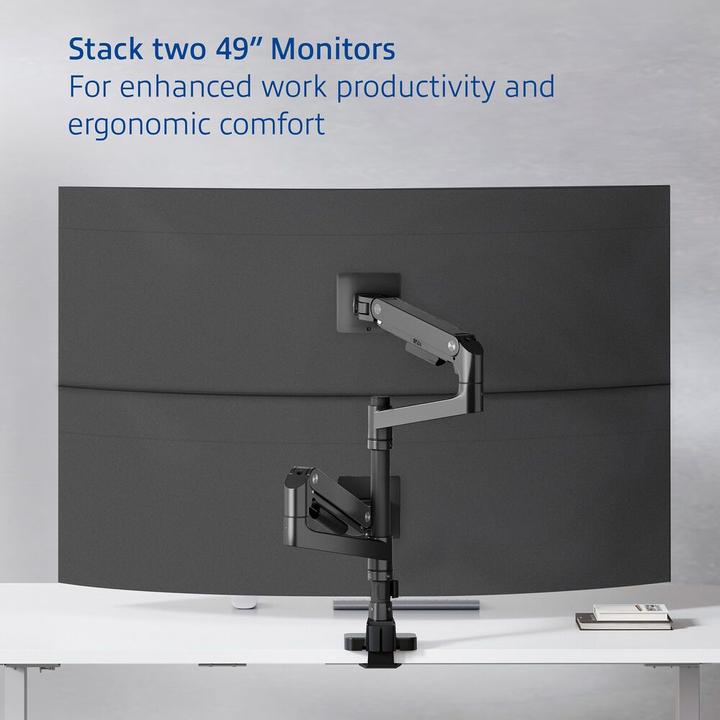 Actual product image Dual monitor arm office premium, with gas spring, pole mounted (Table, 49")
