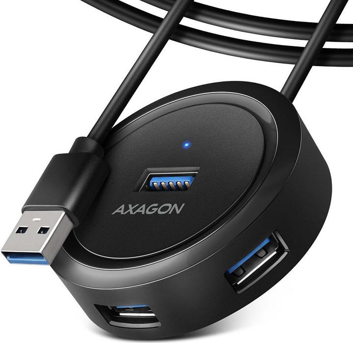 Image du produit Axagon HUE-P1AL concentrateur d'interface USB 3.2 Gen 1 (3.1 Gen 1) Type-A Noir (USB-C, 4 Ports)