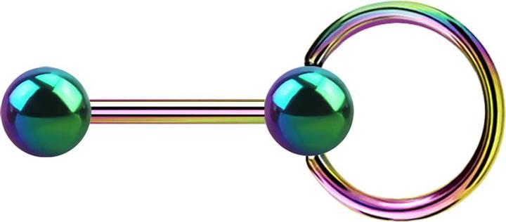 Star Piercing Barbell farbig mit Kugel und Kugel Ball Closure Ring (ohne Messing, Chirurgenstahl 316L)