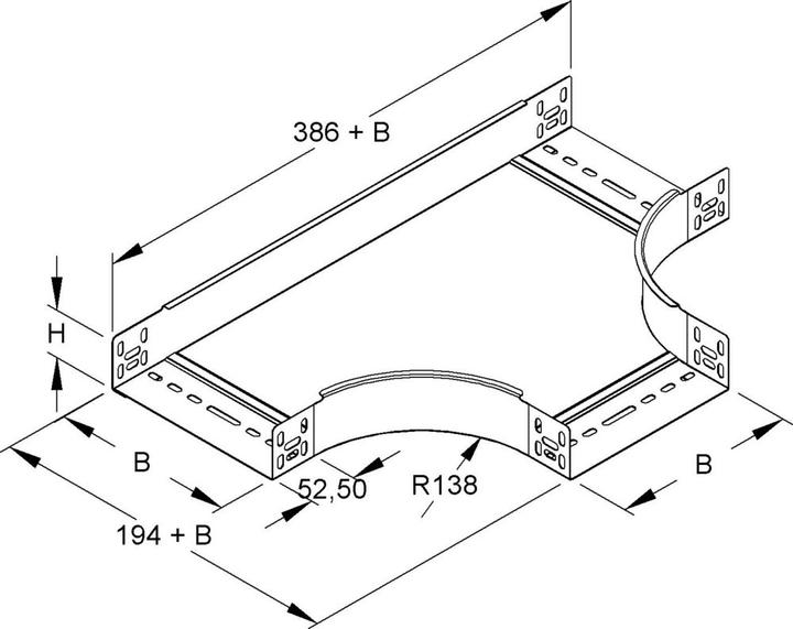 Actual product image Niedax NIE RTS60.100 T-piece 60x102mm with ungel.side rails bandverz. (6 cm)