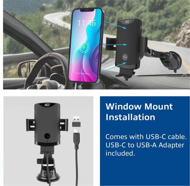 Immagine prodotto Supporto automatico per smartphone in auto con ricarica wireless