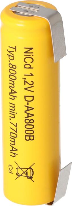 Produktbild AccuCell Akku Flat Top Mignon, AA mit Lötfahnen in U-Form (1 Stk., AA, 800 mAh)