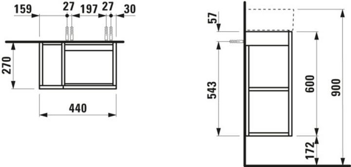 Actual product image Laufen Kartell vanity unit, 1 door, hinge right, 440x600x270mm, for WT 815334, H407518033