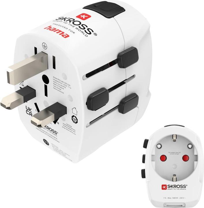 Produktbild Hama Weltreisestecker World Travel Pro Light USB World 3-polig, 2x USB