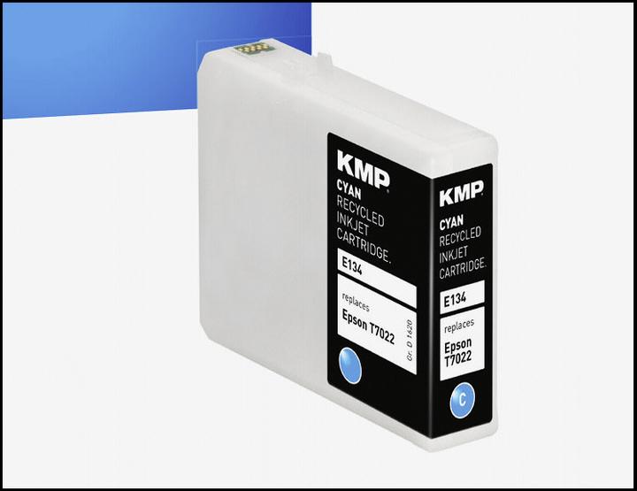 Actual product image KMP E134 Ink Cartridge compatible with Epson T7022 (C)