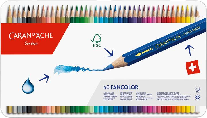 Caran d'Ache Fancolor coloured pencils metal box (Multicoloured, 40 x)