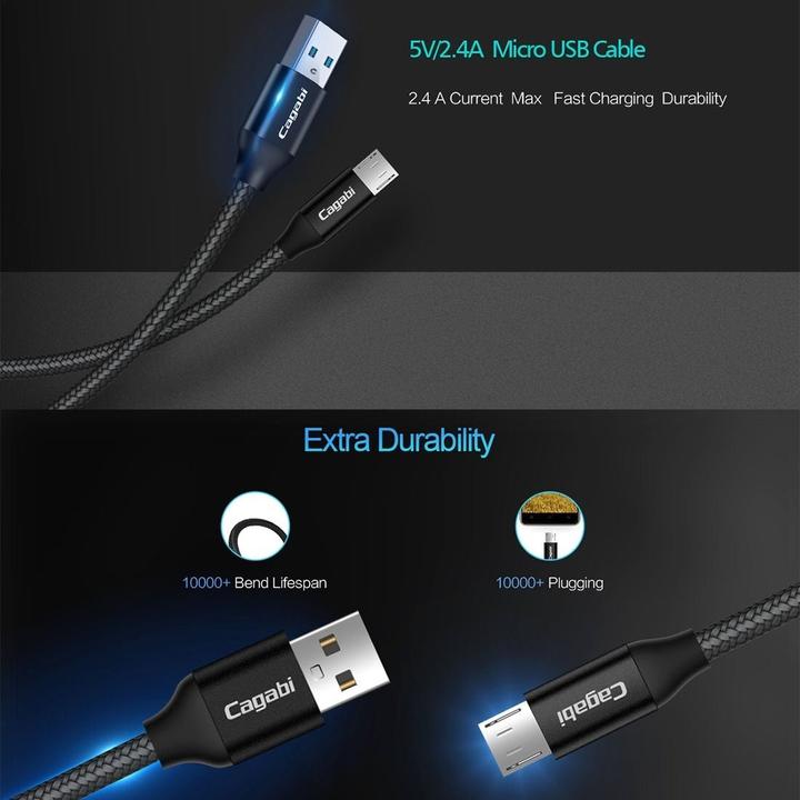 Immagine prodotto Cagabi Cavo di ricarica Micro-USB, 3 m, rotondo, colore oro (3 m)
