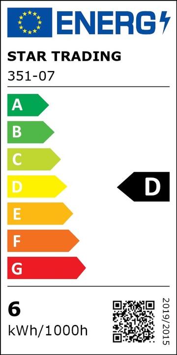 Energie-Label Star Trading LED Leuchtmittel E14 C35 Clear (E14, 5.90 W, 806 lm, 1 x, D)