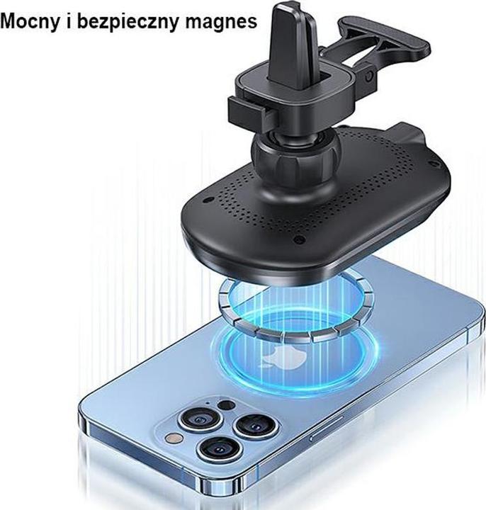 Produktbild Usams Magnetyczny uchwyt indukcyjny Wireless Charging 15W do kratki went. czarny/black CD182ZJ01 (US