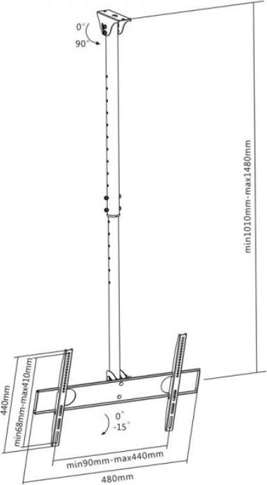 Actual product image Maclean MC-631 - VESA Monitor/TV Holder, 32-55", black, 50 kg (Ceiling, 55", 50 kg)