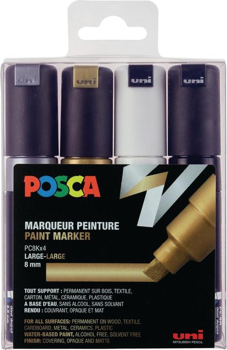 Immagine prodotto Posca Marchio PC-8K con punta a cuneo (Multicolore, 8 mm, 4 x)