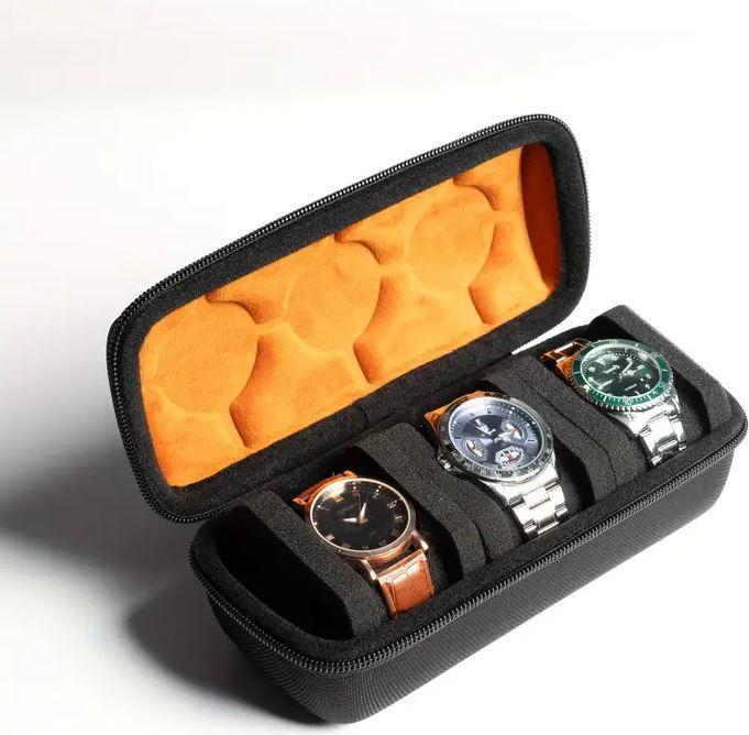 Actual product image Dema Hard-shell watch case Watch box Travel case with 3 compartments
