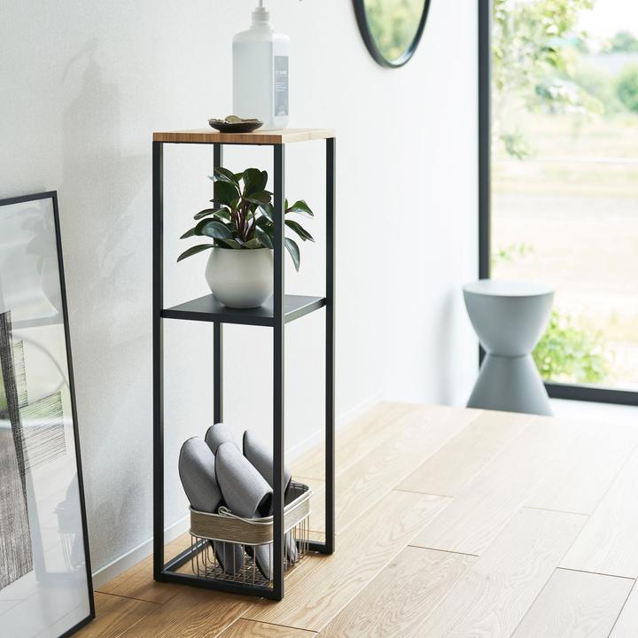Actual product image Yamazaki 2-tier shelf with wooden top TOWER