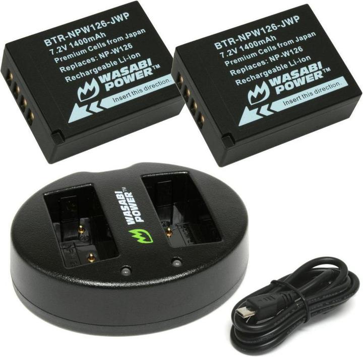 Produktbild Wasabi Power 2 Akkus NPW126 und Dual Ladegerät (Kamera Akku Ladegerät)