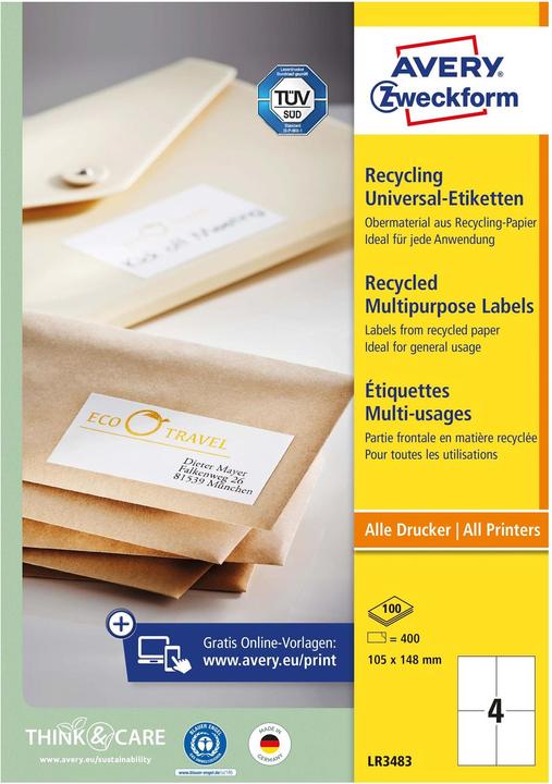 Actual product image Avery Recycling Universal Labels