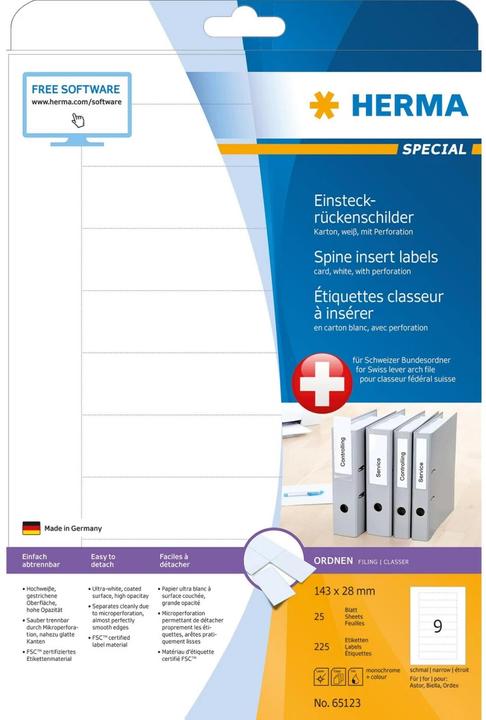 Produktbild HERMA Ordner-Rückenschilder A4