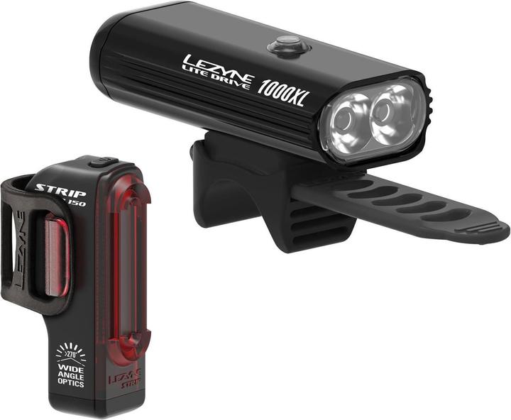 Lezyne Lite Drive 1000XL / Strip Pro Pair (1000 lm, 300 lm)