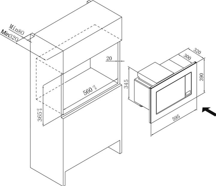 Actual product image Amica Einbau Mikrowelle Einbaumikrowelle 20 ltr, BxHxT 59,5 x 39 x 32 cm (20 l)