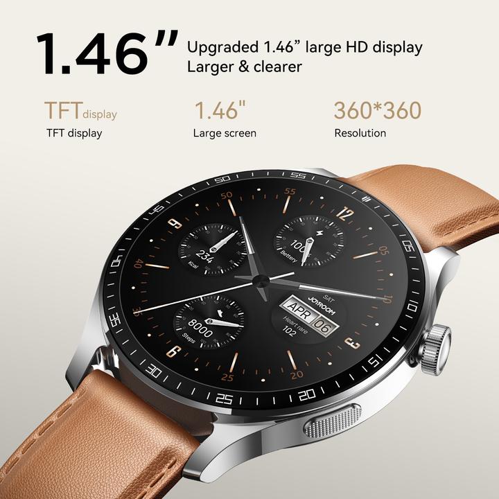 Actual product image Joyroom Classic Series JR-FC2 Pro Smart Watch (Answer/Make Call)-Moonlight Silver (227 mm)