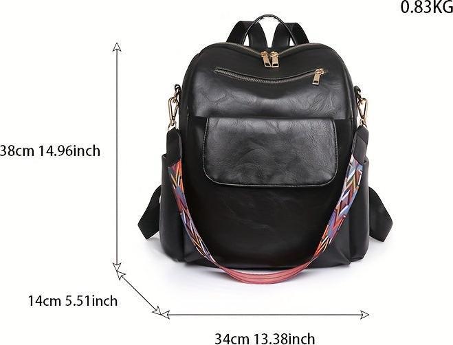 Immagine prodotto Only-Bags.Store Borsa zaino retrò a tinta unita, borsa a tracolla geometrica a tracolla larga, moda in pelle PU