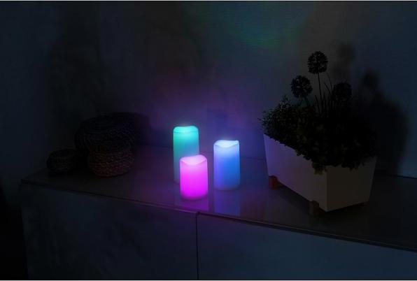 Produktbild Lunartec 3er-Set dimmbare RGB-LED-Kerzen mit Timer & Fernbedienung, bunt, IP44 (3 x)