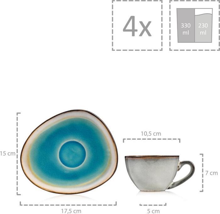 Produktbild Sänger Geschirr Kaffeetassen Set Capri mit Untertassen (300 ml, 8 x)