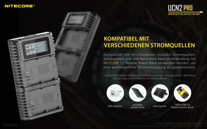 Produktbild Nitecore UCN2 PRO - für Canon Cameras (Kamera Akku Ladegerät)