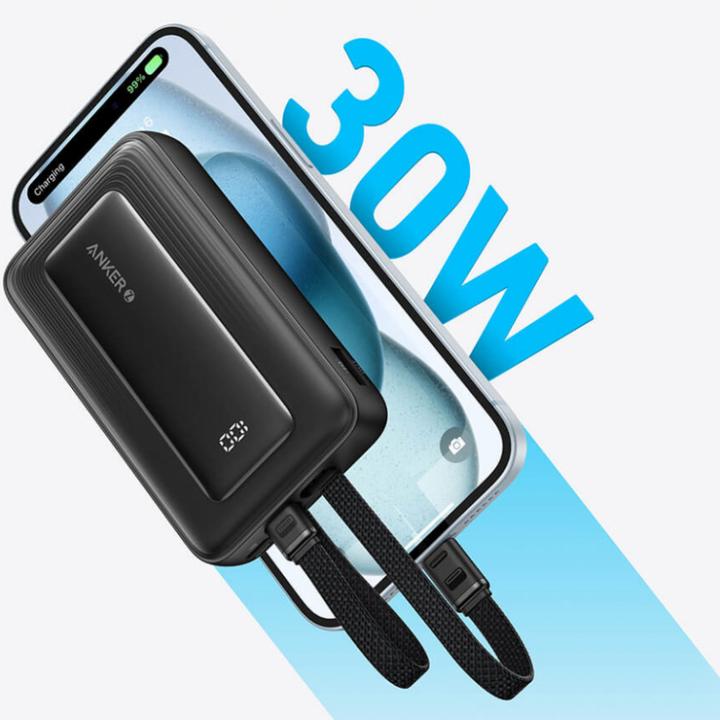 Produktbild Anker | Power Bank | A1680G11 | 10000 mAh | USB-C 30W, Lightning 27W | Built-In USB-C and Lightning Cables (10000 mAh)