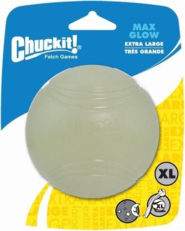Actual product image Chuckit! CHUCKIT MAX GLOW Glow in the dark 9 cm diameter XL size White (Ball toy dog)