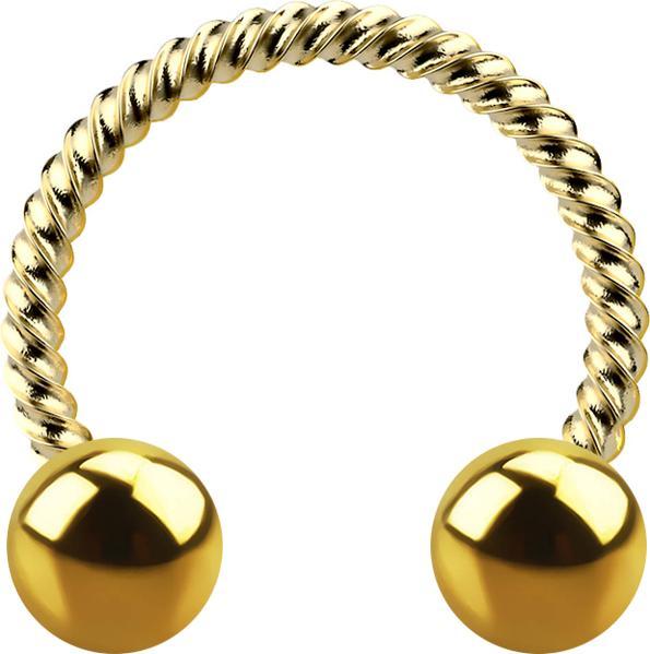 Immagine prodotto Star Piercing Micro Circular Barbell placcato oro e intrecciato con due palline (senza ottone)